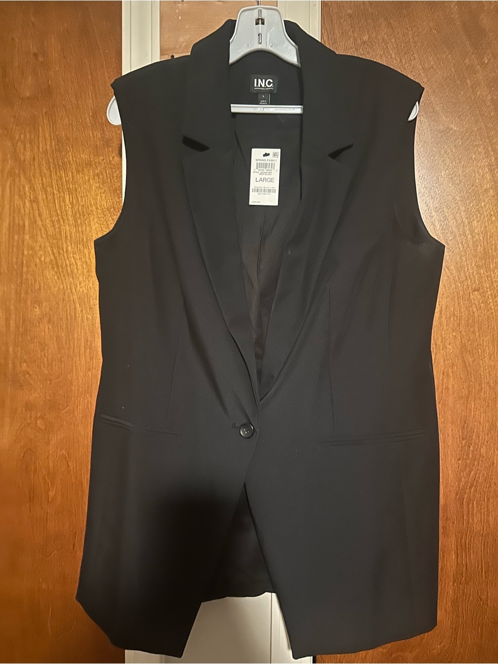 INC International Concepts black sleeveless blazer vest